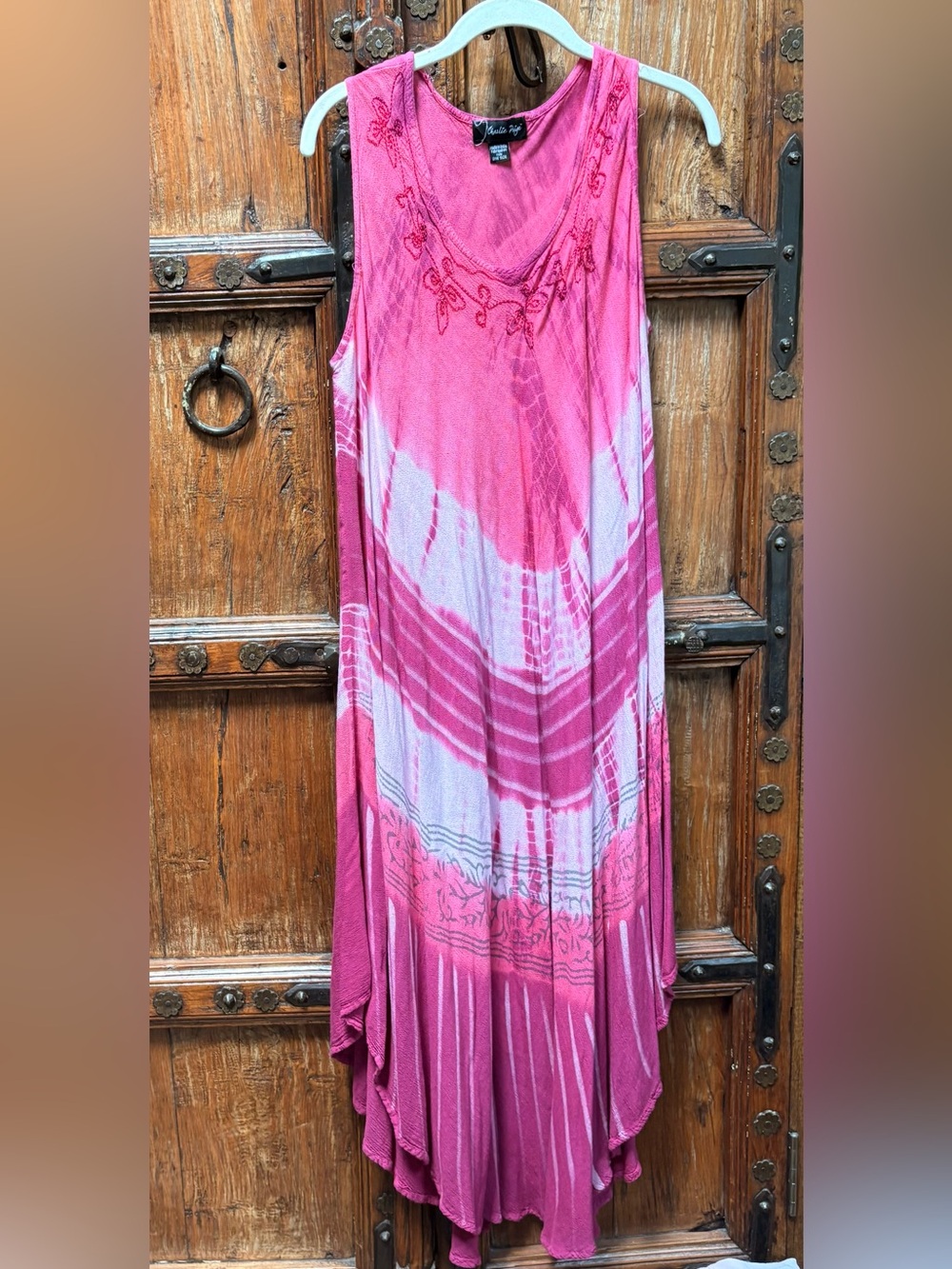 Charlie Paige Pink and White Tie-Dye Sleeveless Maxi Dress